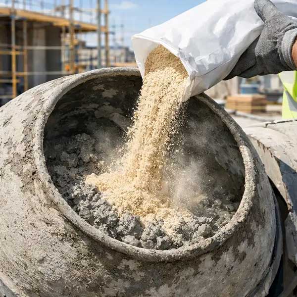 فزودن مزوکریت به مخلوط بتن در داخل میکسر